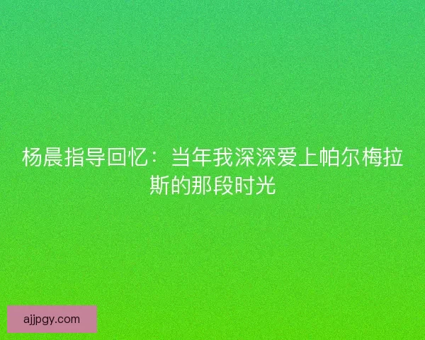 杨晨指导回忆：当年我深深爱上帕尔梅拉斯的那段时光