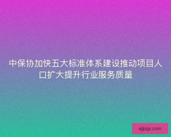 中保协加快五大标准体系建设推动项目人口扩大提升行业服务质量 中保协加快五大标准体系建设推动项目人口扩大提升行业服务质量